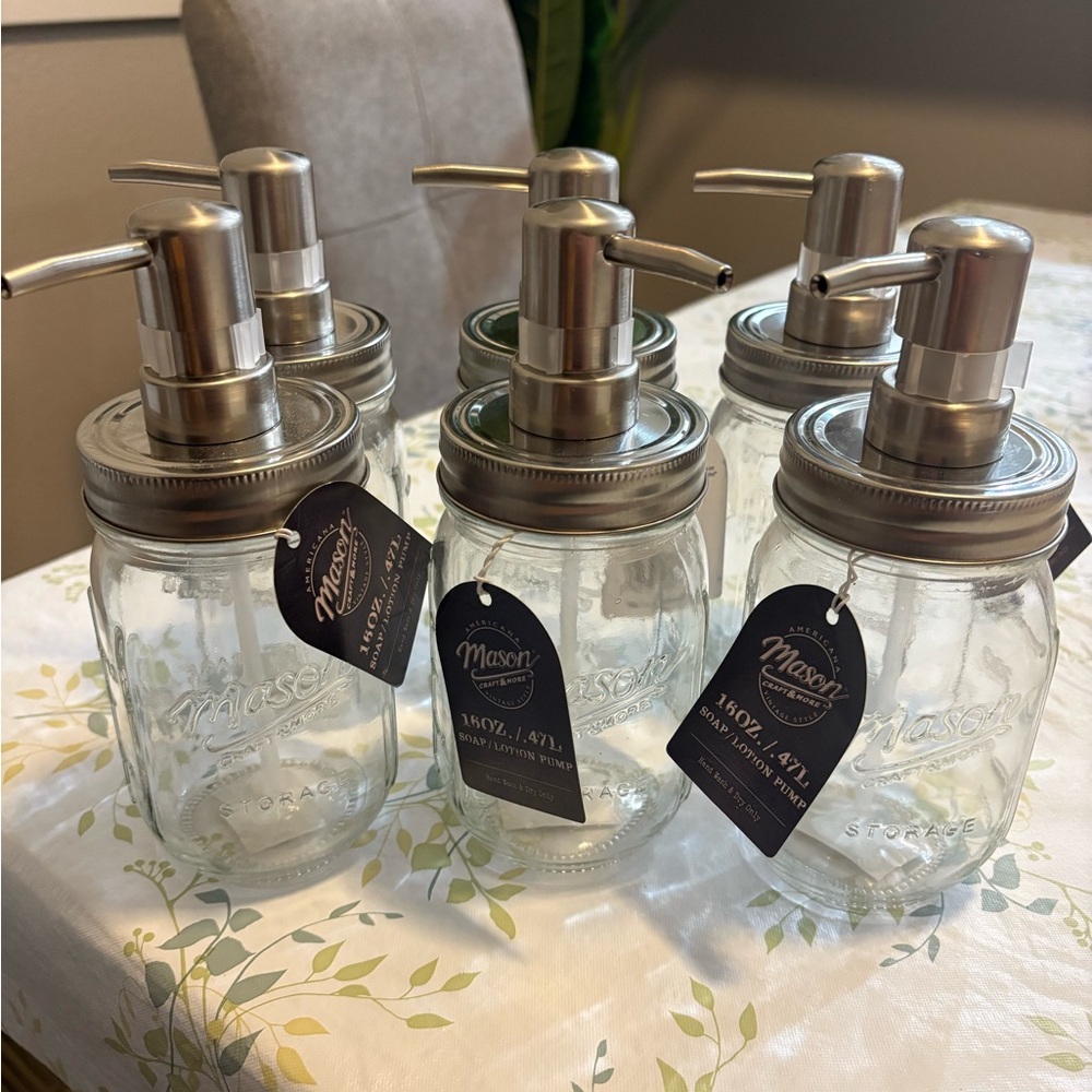 Mason Jar Clear Soap Dispenser Set